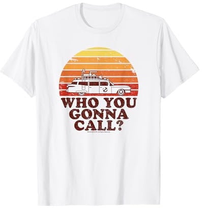 Ghostbusters Who You Gonna Call? Retro Sunset T-Shirt