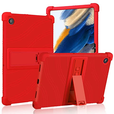 ATOOZ for Samsung Galaxy Tab A8 Case 10.5 Inch 2021 (SM-X200/X205/X207),Soft Silicone Kids Case for Samsung Galaxy A8 10.5 Tablet with Stand (Red)