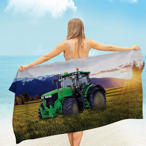 Rowjoy Traktor Strandtuch, 70 x 140cm Mikrofaser Strandtuch, Badetuch Handtuch für Kinder,Damen,Herren, Sandfrei für Strand, Pool, Schwimmen, Badezimmer (T3-70x140cm)
