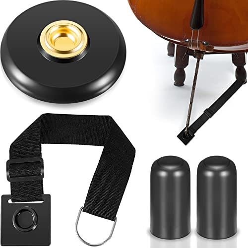 Nuanchu 4-teiliges Cello Endpin Anker Set - Anti-Rutsch-Matte, Gurtstopper, Gummi-Bodenschoner für verbesserte Stabilität beim Üben und Aufführungen, Schwarz