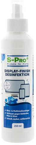 S-Pro Display-Finish Desinfektion, Desinfektionsmittel für Flächen Oberflächen im Büro, Flächendesinfektion und Reinigung, 5x 250ml