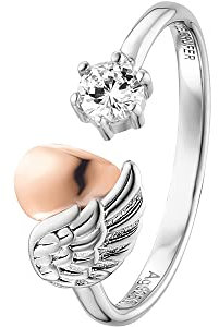 Engelsrufer Damen Ring Herzflügel aus Sterling Silber - besetzt mit einem Zirkonia Stein - größenverstellbar - nickelfrei