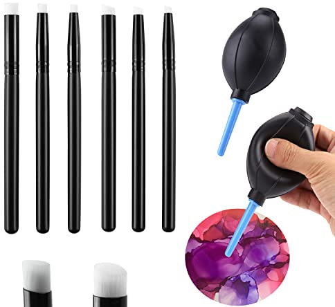 2 Alkoholtinte Luftgebläse, 8 glattes MischenTintenmalerei kleine PinselHandwerkzeuge für DIYScrapbooking PapierkartenHerstellung
