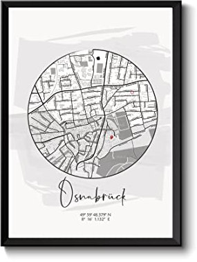 Poster Stadtplan rund umgesetzt | Städtekarte mit gps-Koordinaten | Bild schwarz-weiß | personalisierte City Map | Geschenk Einzug Hausbau Hochzeit
