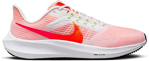 Nike Homme Air Zoom Pegasus 39 Sneaker, White/Total Orange-Bright Crimson-Black, 42.5 EU