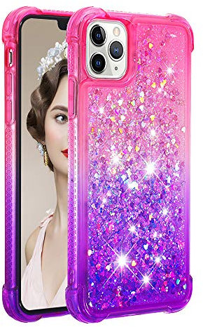 KBIKO-zxl Glitter Case Compatible with iPhone 11 Pro Phone Case TPU Shockproof Protective Cover for iPhone 11 Pro, Cover Glitter Liquid Case for iPhone 11 Pro.Pink Purple YBJ