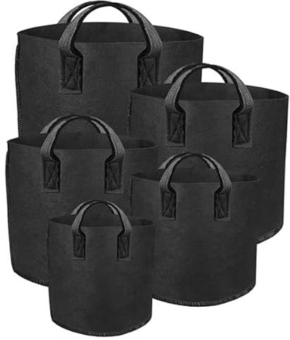 Pot de fleurs Grow - Noir - Soucoupe ronde - Carré - 4 7 11 15 19 26 l - Tissu 19 l