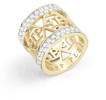 Philipp Plein Damen Ring Edelstahl Bicolor 3D Skull PP Logo PJ3AA10R, Ringgröße:54 (17.2 mm Ø)