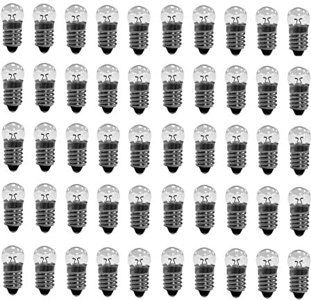 50 Stück Kugellampe E10 3,8V DC 0,3A Glühlampe Glühbirne Miniatur Schraubfuß Warmweiß (3,8V)