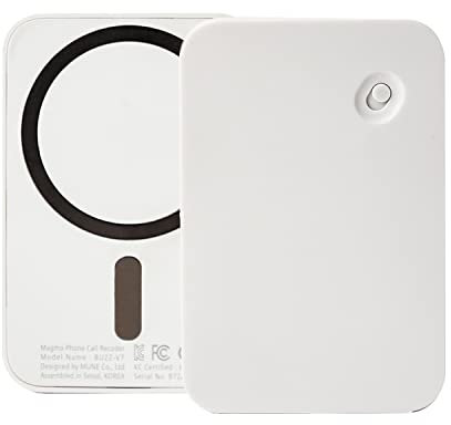 Magmo iPhone-Anrufaufzeichnung, 1. Generation, 32 GB, magnetisch, aufsteckbar, für iPhone, schnelle und direkte Aufnahme, 500 Stunden Aufnahmen, Magsafe, Gebaut für Anrufe (Weiß)