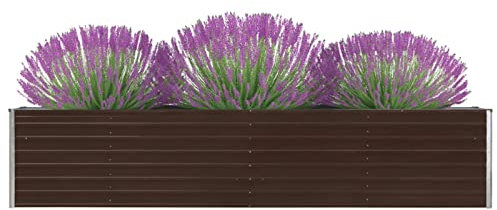 Chusui Garten-Hochbeet, Palettenrahmen, Hochteich, Gemüsebeet, Kräuterregal Balkon, Blumenbeet, Kräuterspirale, Tomatenbeet, Pflanzhochbeet, Verzinkter Stahl 320×40×45 cm Braun