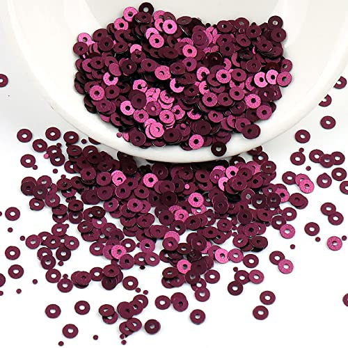 2000 Stück Pailetten kit paietten Pailletten basteln Lose Pailletten Cup Schillernde Spangles für DIY Kunsthandwerk Herstellung Nähen Aufkleben Auffädeln Glänzende Dekorative Hochzeit 4 mm,Weinrot