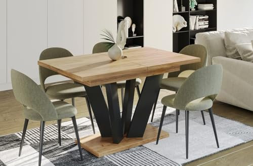 Endo-Moebel Esstisch Alex 130cm auf 210cm erweiterbar Säulen-Tisch Küchentisch ELEGANT (Craft Eiche)