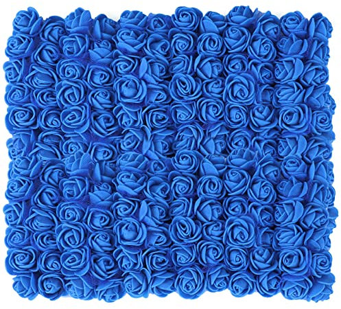 MWOOT Fiori Artificiali Blu, 144 Pezzi Mini Rose Finte, Rose in Schiuma Piccoli per Matrimonio Bouquet Da Sposa Festa San Valentino Decorazione, 2.5CM Teste di Rose Finti Fai Da Te