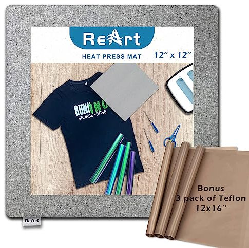 Easy Heat Press Mat 12x12 with Teflon Sheets 12x16 Inch 3 Pack