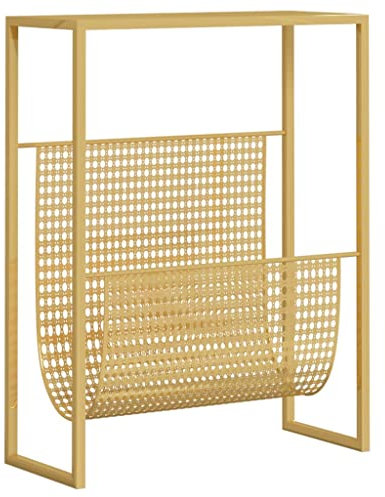 vidaXL Porte-Revue Unité de Rangement de Revue Armoire à Etagère Armoire à Livres Bureau Salon Salle de Séjour Doré 35x15x45 cm Acier