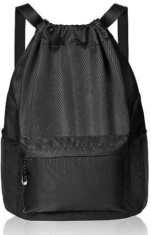 flintronic Rucksack mit Kordelzug, Gymsack, Große Kapazität Kordelzug Sporttasche, Gymsack Wasserfest Sporttasche mit Nassfach, Turntasche mit Wasserflaschen-Netztaschen, für Erwachsener Jugend