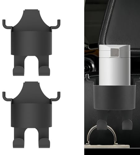 Adorila 2 Pack Haken Getränkehalter für Autositz Rückenlehne, Multifunktionaler Autositz Kopfstützenhaken für Auto Reisezubehör, Autotelefonhalter mit Haken (Schwarz)