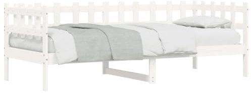 vidaXL Tagesbett, Schlafsofa mit Stauraum, Bettsofa Gästebett mit Lattenrost, Sofa Bett Ausziehbett für Schlafzimmer Wohnzimmer, Weiß 80x200cm Massivholz Kiefer