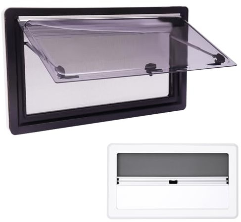 Ausstellfenster Wohnmobil Universal Wohnwagenfenster Verdunklungsrollo | 6 Fenstergrößen | Verstärktes Getöntes Glas | Schiebefenster für Wohnwagen zum Sonnenschutz und Belüftung (900×500mm)
