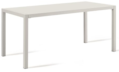 Mondo Viro Feststehender Tisch aus lackiertem Metall Quatris, rechteckig, für den modernen Garten (klein, groß, 120 x 80 cm, 75 h, Perlweiß)