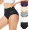 Momoshe Bauchweg Unterhose Damen Unterhosen Frauen Sport Slips Pantys High Waisted Stretch Atmungsaktiv Tanga Menstruationsunterwäsche Schwarz Weiß Grau Farbe Lila 5er Pack S