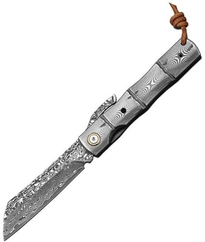 TABKER Outdoor Damast Klappmesser EDC Messer Jagdmesser Outdoor Survival Rettungsmesser Multitool-Klappmesser Ultrascharfes Klappbares Für Camping Abenteuer