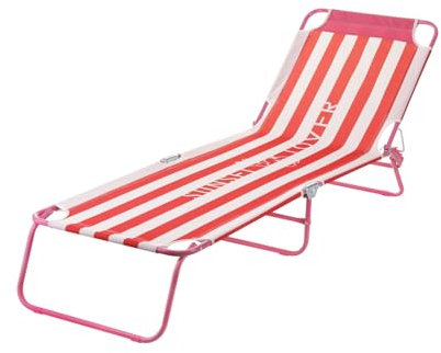 Generico 1 Sonnenbett rot gestreift CM188X55X25, Stahl Polyester Plastik