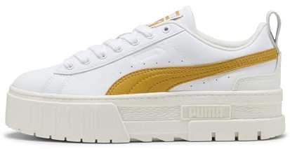 PUMA Damen Mayze Lux Sneakers 39, White Archive Gold Yellow