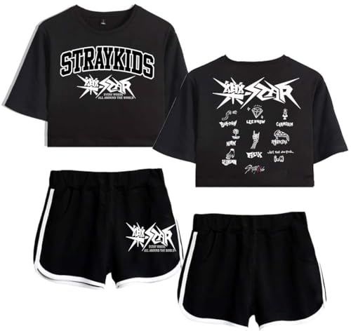 Flyself Kpop T-Shirts und Hosen Trainingsanzug Herren Damen 2023 Neues Album 樂-Star Kurzarm T-Shirt & Kurze Hose 2 Stücke Set Sportanzug Rock Star