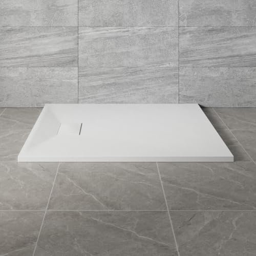 NRG 1100x900mm White SMC Rectangle Shower Tray Slip-Resistance Bathroom Shower Enclosure Base Tray
