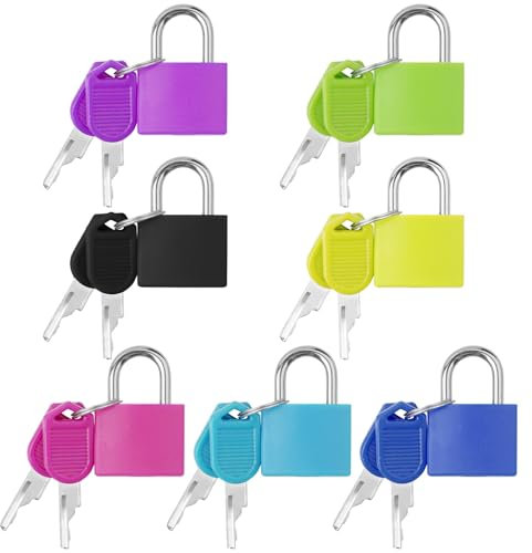 7 cerraduras para equipaje, candado con llave, candado pequeño para maleta, para equipaje, bolsa, maletín, taquilla, diario, llaves no intercambiables, 7 colores