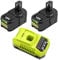 2 Packs 8.0Ah Ersatz für Ryobi Akku 18V mit Ladegerät Kompatibel mit Ryobi Akku P108 P107 P105 P104 P103 P102 P101 P100 RB18L50 RB18L40 RB18L25 RB18L15 Kompatibel mit Ryobi Ladegerät 18V