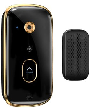 dwxnauixl Wireless Doorbell, Video Doorbell Wireless with Voice Changing Function, Video Doorbell Free Cloud Storage Rechargeable Doorbell Camera for Home, School, Office