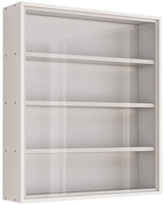 Vitrine zur Wandmontage, für Figuren und Sammlerstücke, weiß, 4 Etagen, Glastürenschrank für Wohnzimmer und Schlafzimmer, Aufbewahrungsregal, 40 x 12,5 x 48 cm