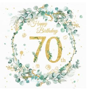 80 Stück Servietten 70 Geburtstag Servietten Eukalyptus Grün | Eukalyptus Servietten| Premium Partydeko für Erwachsenenfeiern | Tischdeko mit Geburtstagsmotiven