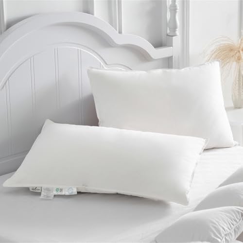 Homyrium Set di 2 cuscini in piuma, 50 x 75 cm, 3 camere, 100% piumino e piume, qualità alberghiera, 100% cotone, certificato Ökotex (940 g, confezione da 2 pezzi)