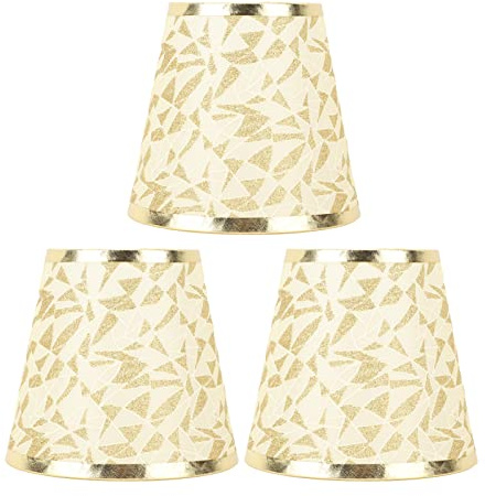 ANGGREK 3er Set Stoff Lampenschirm Clip aus Eisen im modernen Hochglanz Design für E14 Fassung Lampenleuchter Wandlampe Kerzen Kronleuchter Gold