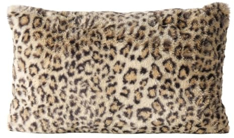 MF Savanna Leoparden-Kunstfell Deko-Kissen, 48 x 30 cm, Braun Gemustert, Waschbar