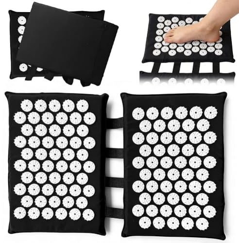 Akupressurmatte für Füße und Rücken 2x33cm, Nagelmatte für Füße mit 110 ABS Spitzen, Damit Ist Die Durchblutung Erhöht, Muskelentspannung und Stressabbau, Hause, ins Büro oder auf Reisen