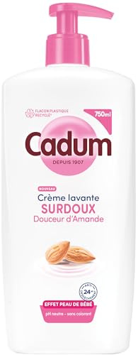 Cadum Maison Douceurs Parfumées Crème Lavante Douceur Amande 750ml | Huile amande douce bio, Soin 24h anti-dessèchement, pH neutre sans savon, Flacon 100% plastique recyclé