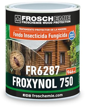 FROSCHEMIE FROXYNOL 750 Fondo Impregnante Protector Preventivo para Madera contra Insectos, Carcoma y Hongos | Base Acuosa | Uso Interior y Exterior | Poro Abierto | Tratamiento para Madera (1 Litro)