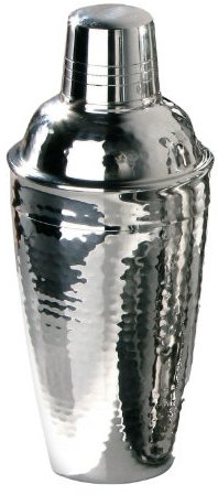 Premier Housewares 508909 Cocktail Shaker, 0.5 L - Hammered Stainless Steel Silver H22 x W9 x D9cm