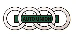 Aufkleber Auto Union DKW Ringe, silber/grün, für Kotflügel