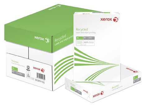 Xerox Recycled Papier - ISO 70, A4 80 g/m² - Kopierpapier für Laserdrucker und Kopierer - aus 100% Altpapier - 1 Karton, 5 Pakete, 2.500 Blatt