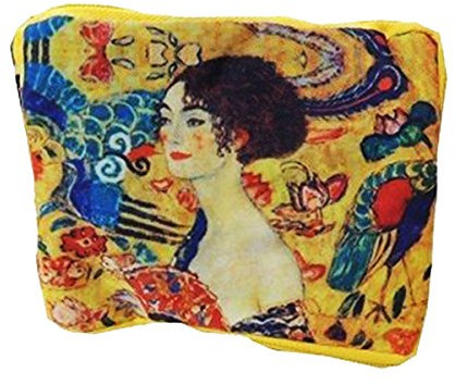 Fridolin Einkaufstasche 2 in 1 Klimt Frau mit Fächer aus Nylon, Bunt, 16x13x4 cm
