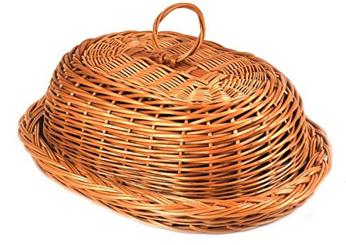 PM24 MyBer® Brotkorb Lebensmittelkorb mit Deckel aus Rattan Weide geflochten K9-195
