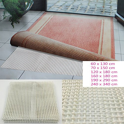 Power-Preise24 Teppichgleitschutz in Weiß/Beige - Rutschhemmende Teppichunterlage waschbar und zuschneidbar - Teppichstop Antirutschmatte Fußbodenheizung geeignet Maße wählbar, Größe:60 x 130 cm