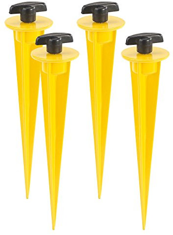 AGT Zubehör zu LED Strahler Erdspieße: 4er-Set Aluminium-Erdspieße für LED-Fluter, 17 cm, gelb (Flutlichtstrahler, Strahlerspieß, Boden Solarleuchten)