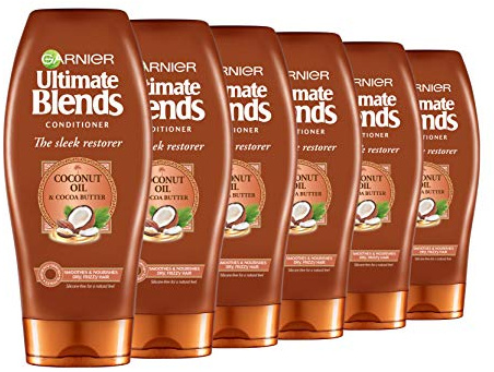Garnier Ultimate Blends Conditioner | Sleek Restorer With Coconut Oil & Cocoa Butter Smoothing for Sleek, Smooth, Frizz-Free Hair | 360 ml | Pack of 6